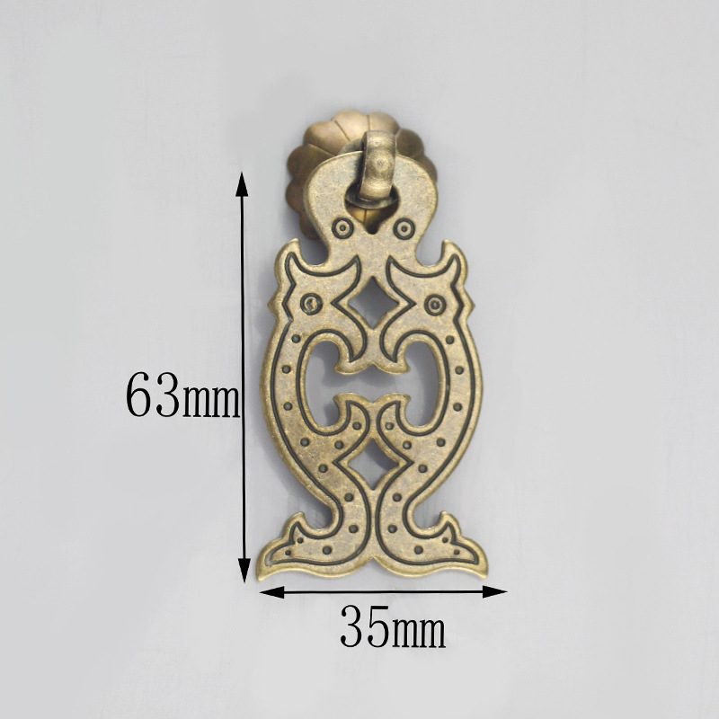 Μπρούντζινη λαβή πόρτας ντουλάπας με μοτίβο σύννεφο-ψάρι, σε στυλ Νέας Κινέζικης, για πόρτες ντουλάπών και συρταριών, μάρκα Happy Bronze