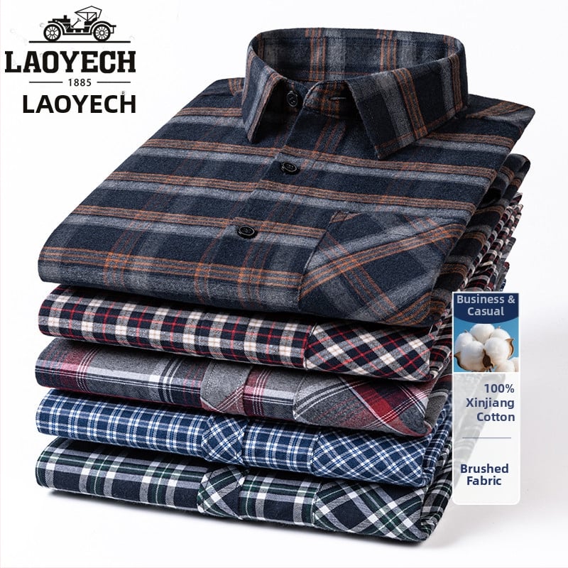 Cămașă, croială lejeră, mâneci lungi, bumbac cu model carouri, guler pătrat