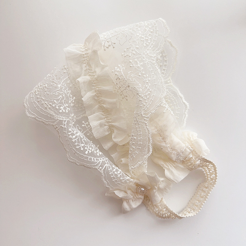 Κοριτσίστικος κεφαλόδεσμος με κορεατικό στυλ, γαλλικό ρετρό αγροτικό δαντελωτό ευρύ σχέδιο με λουλουδάκια (Στυλ: κορεατικό; Υλικό: ύφασμα; Συσκευασία: ανεξάρτητη; Προσαρμογή: διαθέσιμη; Δώρα: γάμος, ανάμνηση ταξιδιού, εταιρικά δώρα, άλλα)