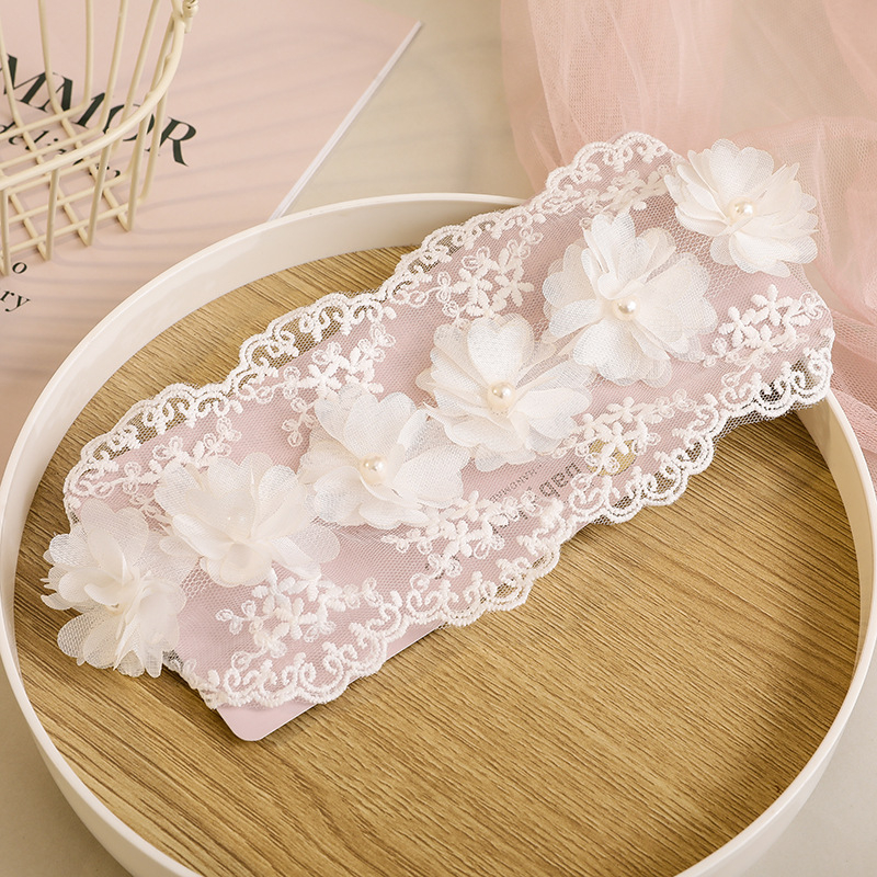 Κοριτσίστικος κεφαλόδεσμος με κορεατικό στυλ, γαλλικό ρετρό αγροτικό δαντελωτό ευρύ σχέδιο με λουλουδάκια (Στυλ: κορεατικό; Υλικό: ύφασμα; Συσκευασία: ανεξάρτητη; Προσαρμογή: διαθέσιμη; Δώρα: γάμος, ανάμνηση ταξιδιού, εταιρικά δώρα, άλλα)