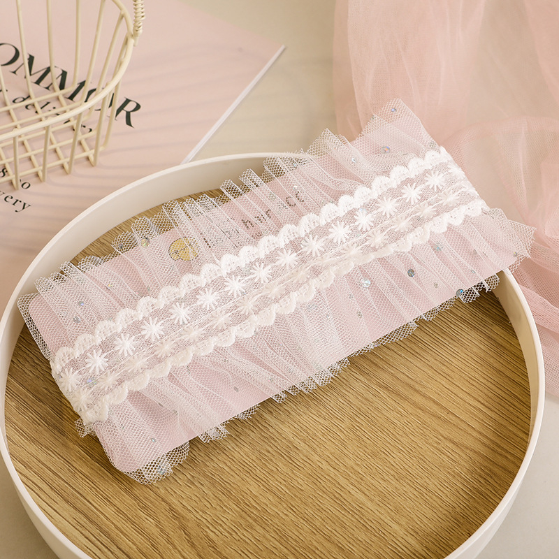 Κοριτσίστικος κεφαλόδεσμος με κορεατικό στυλ, γαλλικό ρετρό αγροτικό δαντελωτό ευρύ σχέδιο με λουλουδάκια (Στυλ: κορεατικό; Υλικό: ύφασμα; Συσκευασία: ανεξάρτητη; Προσαρμογή: διαθέσιμη; Δώρα: γάμος, ανάμνηση ταξιδιού, εταιρικά δώρα, άλλα)