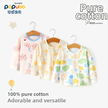 Unisex βαμβακερή θερμική μπλούζα βάσης για παιδιά 1–3 ετών, μαλακή επεξεργασία, στρογγυλή λαιμόκοψη, 100% βαμβάκι, Άνοιξη-Φθινόπωρο-Χειμώνας