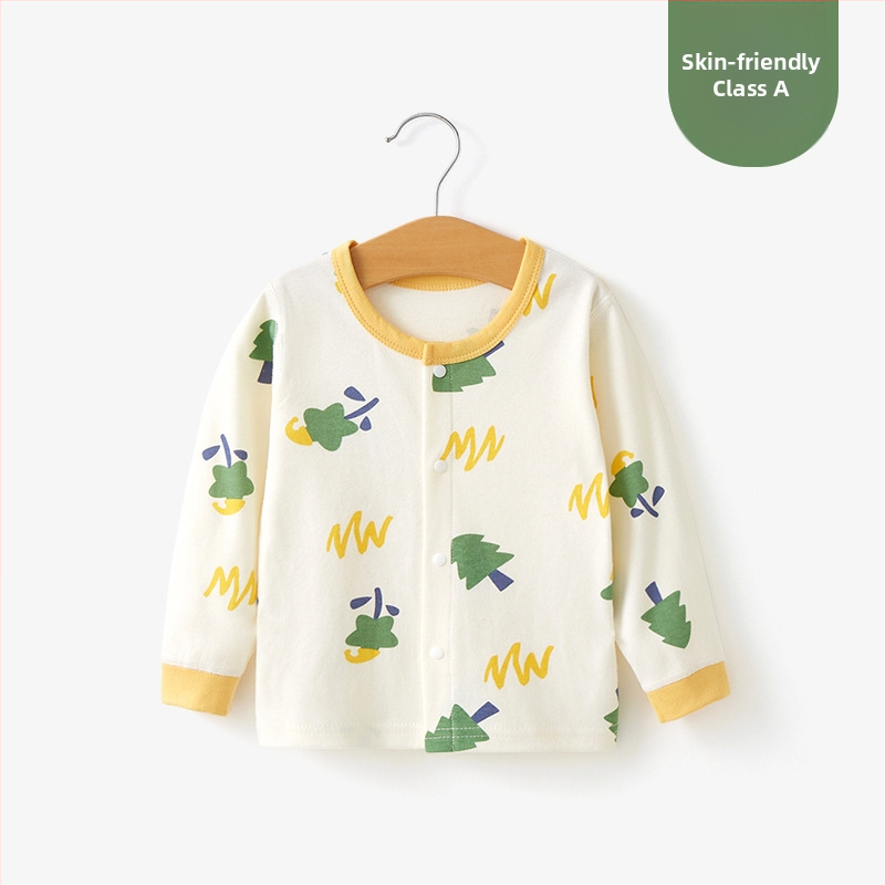 Unisex βαμβακερή θερμική μπλούζα βάσης για παιδιά 1–3 ετών, μαλακή επεξεργασία, στρογγυλή λαιμόκοψη, 100% βαμβάκι, Άνοιξη-Φθινόπωρο-Χειμώνας