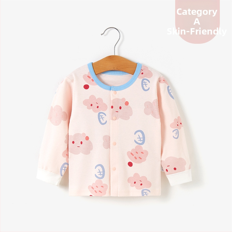 Unisex βαμβακερή θερμική μπλούζα βάσης για παιδιά 1–3 ετών, μαλακή επεξεργασία, στρογγυλή λαιμόκοψη, 100% βαμβάκι, Άνοιξη-Φθινόπωρο-Χειμώνας