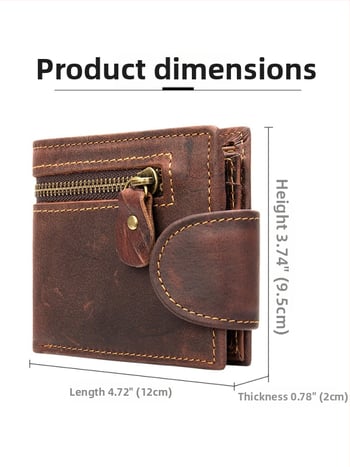 Valódi bőrből készült kártyatartó, két hajtással, európai–amerikai vintage stílus, lopás elleni védelem