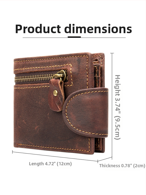 Pravá kožená peňaženka na karty, dvojité preklopenie, európsko-americký vintage štýl, ochrana proti krádeži