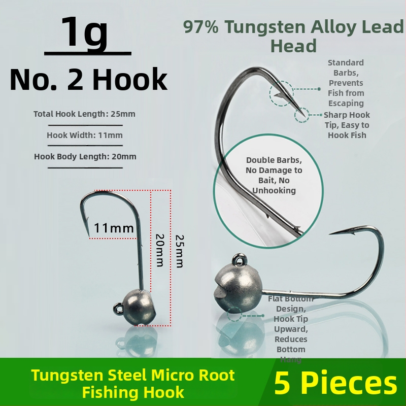 Cârlig de pescuit cu cap de oțel wolfram, fără cârlig, pentru biban negru, anti-încâlcire, pescuit în lac rezervoar