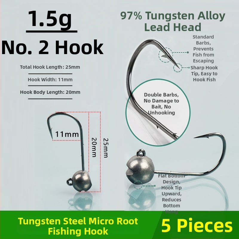 Cârlig de pescuit cu cap de oțel wolfram, fără cârlig, pentru biban negru, anti-încâlcire, pescuit în lac rezervoar