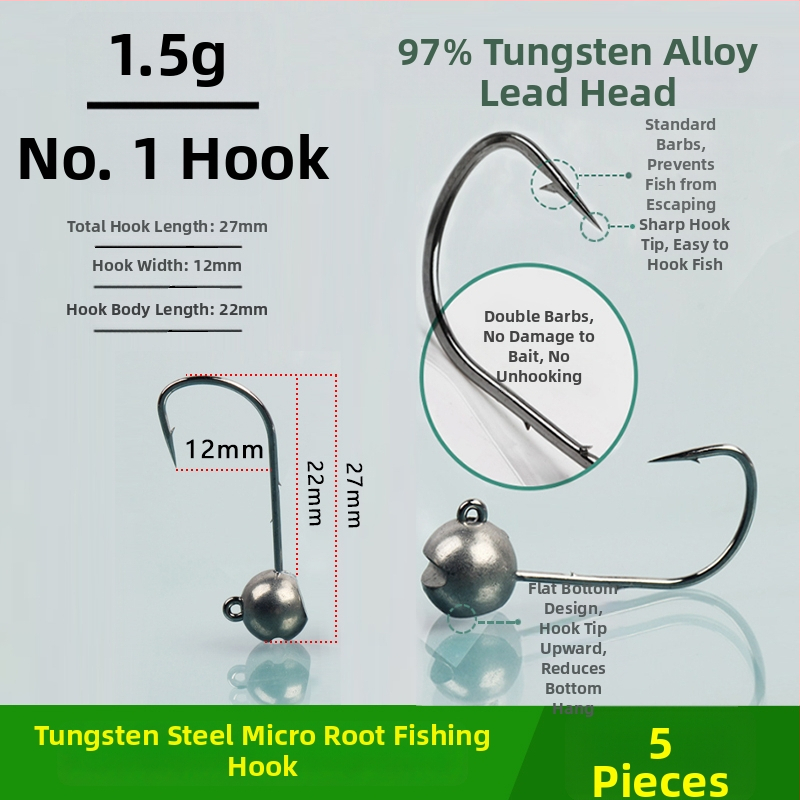 Cârlig de pescuit cu cap de oțel wolfram, fără cârlig, pentru biban negru, anti-încâlcire, pescuit în lac rezervoar