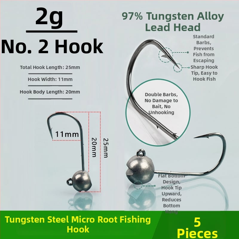 Cârlig de pescuit cu cap de oțel wolfram, fără cârlig, pentru biban negru, anti-încâlcire, pescuit în lac rezervoar