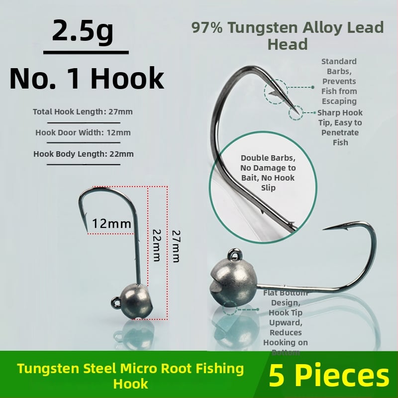 Cârlig de pescuit cu cap de oțel wolfram, fără cârlig, pentru biban negru, anti-încâlcire, pescuit în lac rezervoar