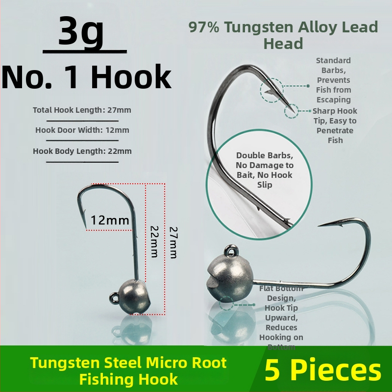 Cârlig de pescuit cu cap de oțel wolfram, fără cârlig, pentru biban negru, anti-încâlcire, pescuit în lac rezervoar