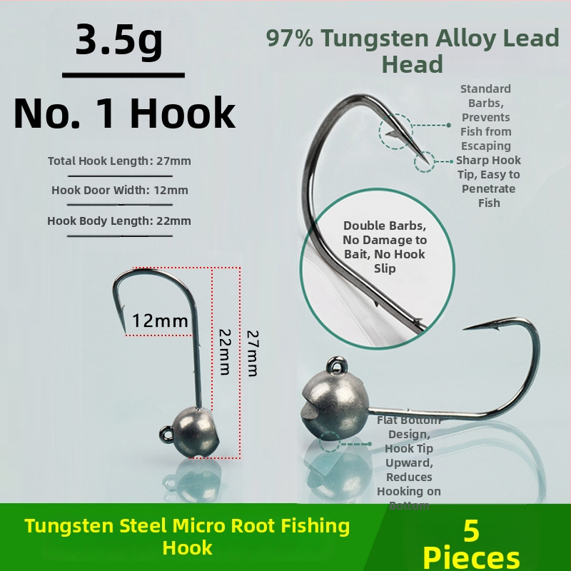 Cârlig de pescuit cu cap de oțel wolfram, fără cârlig, pentru biban negru, anti-încâlcire, pescuit în lac rezervoar