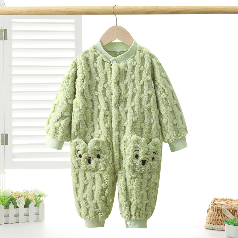 Детска гащеризон-пижама с плюшена подплата, копчета, есен/зима, за 1–3 години, полиестер