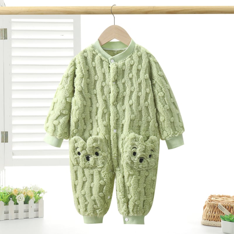 Детска гащеризон-пижама с плюшена подплата, копчета, есен/зима, за 1–3 години, полиестер