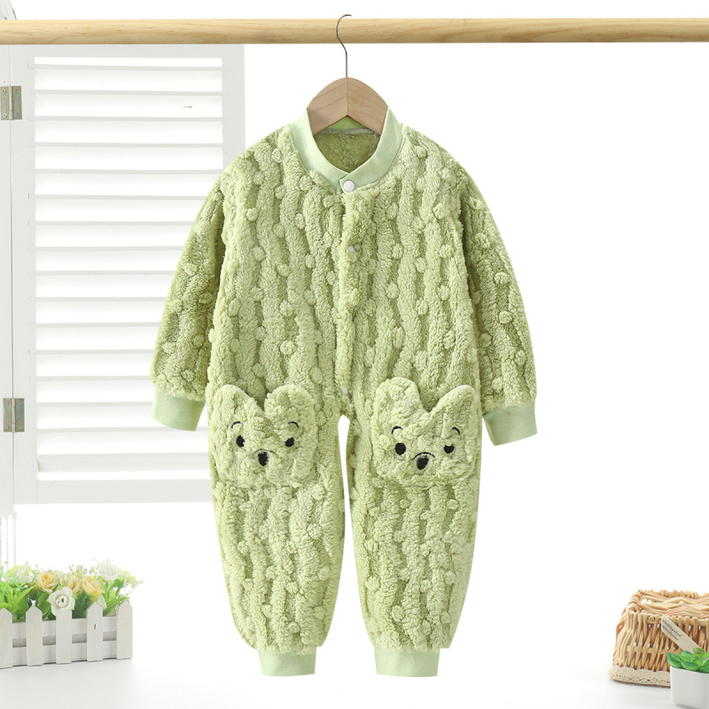 Детска гащеризон-пижама с плюшена подплата, копчета, есен/зима, за 1–3 години, полиестер