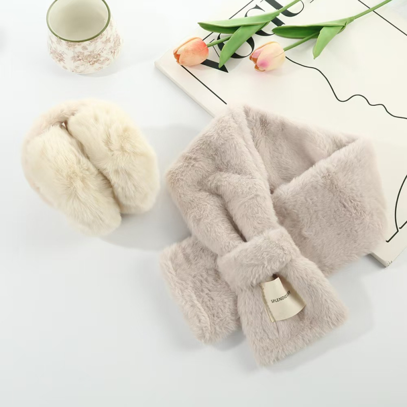 Šal od umjetnog mačjeg krzna - zimska toplina, ravno tkanje, Korejski In stil, svježe i slatko