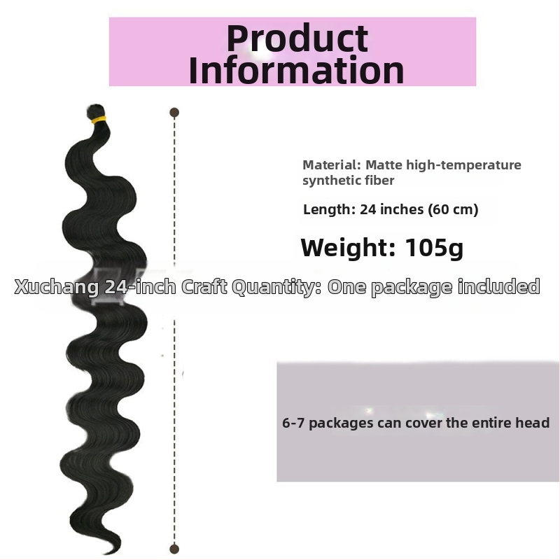 Enhe Body Wave Crochet parochňa pre ženy — tepelne odolné syntetické vlákna, objemová parochňa