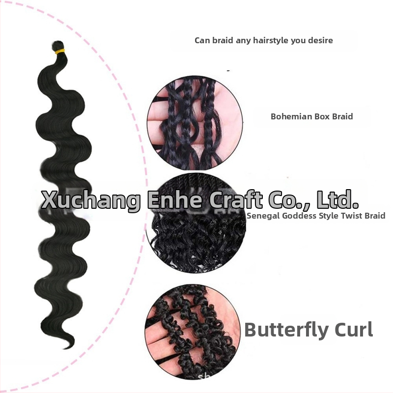 Enhe Body Wave Crochet parochňa pre ženy — tepelne odolné syntetické vlákna, objemová parochňa