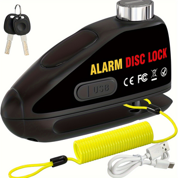 Alarmos tárcsafék-zár motorkerékpárok és elektromos kerékpárok számára, újratölthető riasztással (Modell: Alarm disc brake lock; Anyag: Alloy steel ABS; Márka: Strong Valley; Tömeg: 460 g; Alkalmazási terület: különböző tárcsafékes járművek)