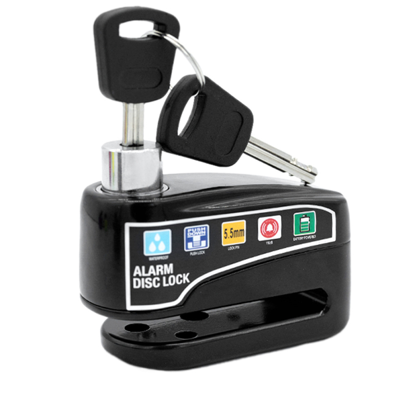 Alarmos tárcsafék-zár motorkerékpárok és elektromos kerékpárok számára, újratölthető riasztással (Modell: Alarm disc brake lock; Anyag: Alloy steel ABS; Márka: Strong Valley; Tömeg: 460 g; Alkalmazási terület: különböző tárcsafékes járművek)