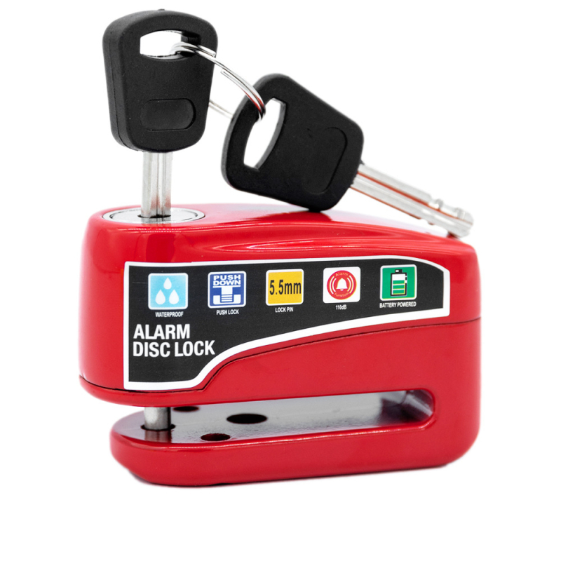 Alarmos tárcsafék-zár motorkerékpárok és elektromos kerékpárok számára, újratölthető riasztással (Modell: Alarm disc brake lock; Anyag: Alloy steel ABS; Márka: Strong Valley; Tömeg: 460 g; Alkalmazási terület: különböző tárcsafékes járművek)