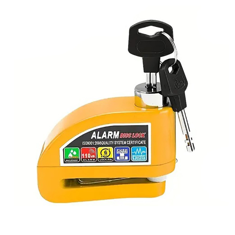 Alarmos tárcsafék-zár motorkerékpárok és elektromos kerékpárok számára, újratölthető riasztással (Modell: Alarm disc brake lock; Anyag: Alloy steel ABS; Márka: Strong Valley; Tömeg: 460 g; Alkalmazási terület: különböző tárcsafékes járművek)