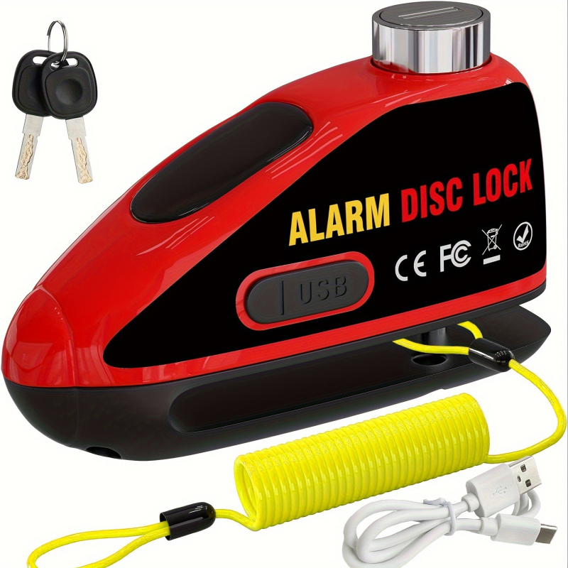 Alarmos tárcsafék-zár motorkerékpárok és elektromos kerékpárok számára, újratölthető riasztással (Modell: Alarm disc brake lock; Anyag: Alloy steel ABS; Márka: Strong Valley; Tömeg: 460 g; Alkalmazási terület: különböző tárcsafékes járművek)