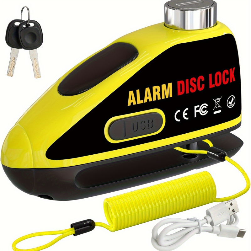 Alarmos tárcsafék-zár motorkerékpárok és elektromos kerékpárok számára, újratölthető riasztással (Modell: Alarm disc brake lock; Anyag: Alloy steel ABS; Márka: Strong Valley; Tömeg: 460 g; Alkalmazási terület: különböző tárcsafékes járművek)
