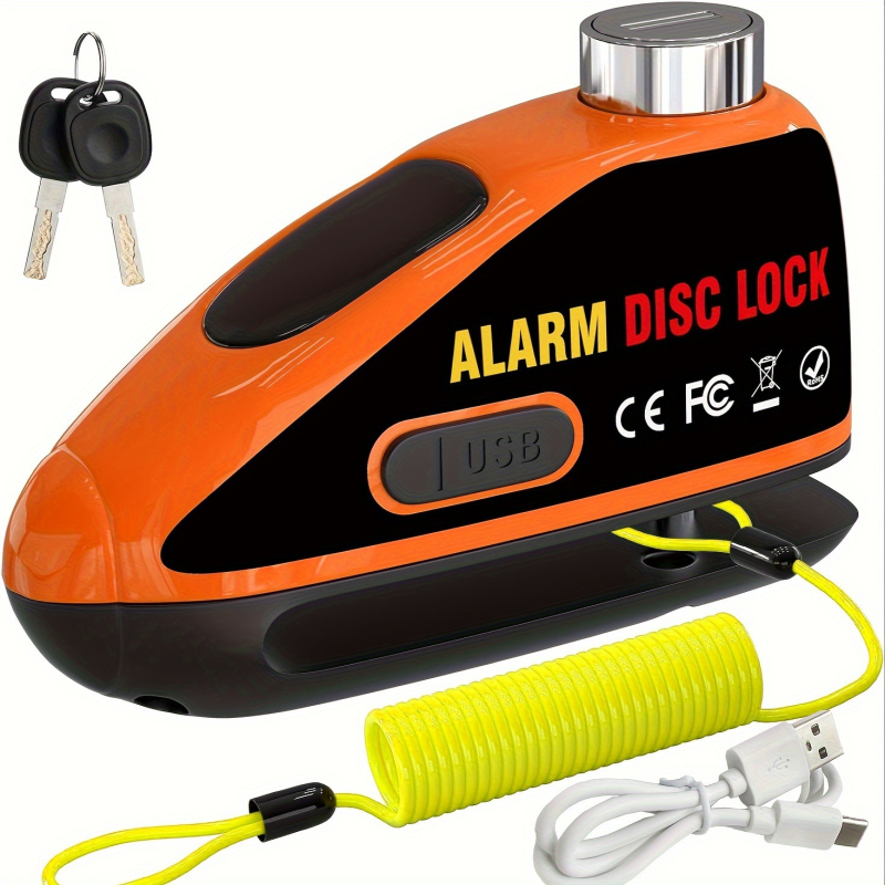Alarmos tárcsafék-zár motorkerékpárok és elektromos kerékpárok számára, újratölthető riasztással (Modell: Alarm disc brake lock; Anyag: Alloy steel ABS; Márka: Strong Valley; Tömeg: 460 g; Alkalmazási terület: különböző tárcsafékes járművek)