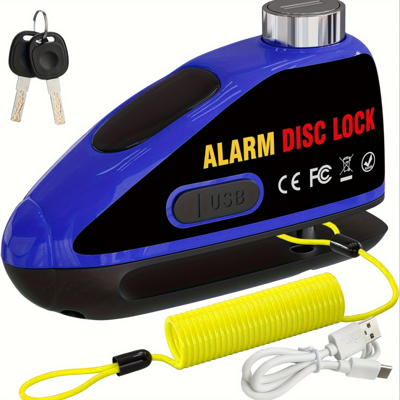 Alarmos tárcsafék-zár motorkerékpárok és elektromos kerékpárok számára, újratölthető riasztással (Modell: Alarm disc brake lock; Anyag: Alloy steel ABS; Márka: Strong Valley; Tömeg: 460 g; Alkalmazási terület: különböző tárcsafékes járművek)