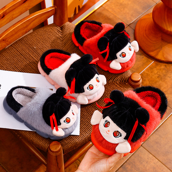 Унисекс памучни чехли с EVA подметка, плюшено горно покритие, подплата от полар, противохлъзгащи, топли и удобни, карикатурен дизайн за зимни и есенни дни