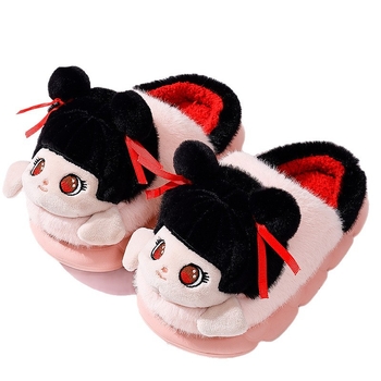 Унисекс памучни чехли с EVA подметка, плюшено горно покритие, подплата от полар, противохлъзгащи, топли и удобни, карикатурен дизайн за зимни и есенни дни