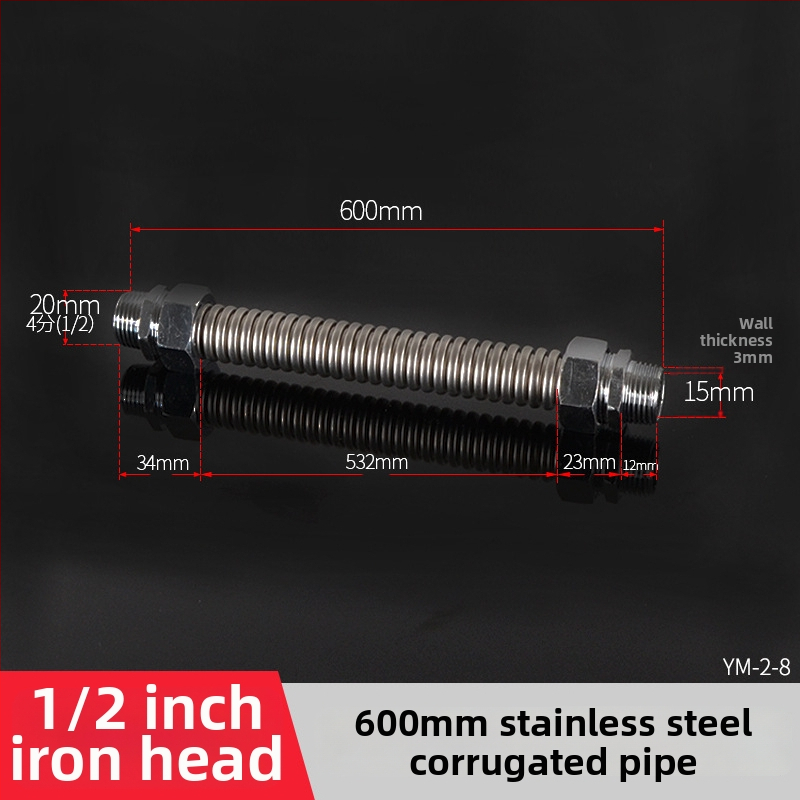 Nerezová oceľová gofrovaná rúra s železnou koncovkou pre centrálnu klimatizáciu — menovitý tlak 1,6, prevádzková teplota 120°C, model železná hlava