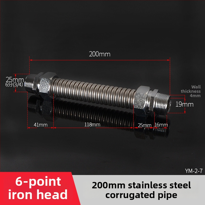 Nerezová oceľová gofrovaná rúra s železnou koncovkou pre centrálnu klimatizáciu — menovitý tlak 1,6, prevádzková teplota 120°C, model železná hlava