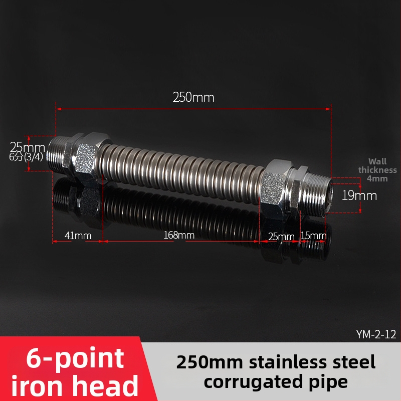 Nerezová oceľová gofrovaná rúra s železnou koncovkou pre centrálnu klimatizáciu — menovitý tlak 1,6, prevádzková teplota 120°C, model železná hlava