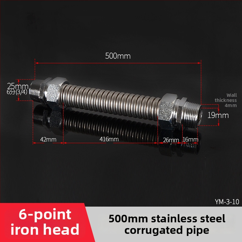 Nerezová oceľová gofrovaná rúra s železnou koncovkou pre centrálnu klimatizáciu — menovitý tlak 1,6, prevádzková teplota 120°C, model železná hlava