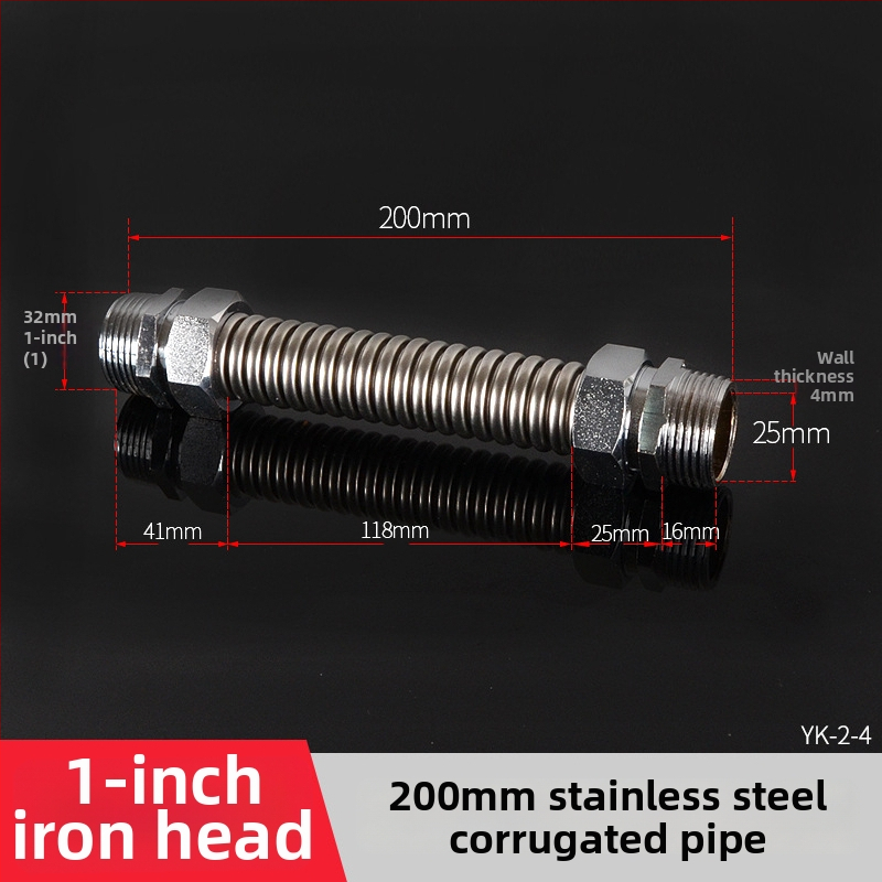 Nerezová oceľová gofrovaná rúra s železnou koncovkou pre centrálnu klimatizáciu — menovitý tlak 1,6, prevádzková teplota 120°C, model železná hlava