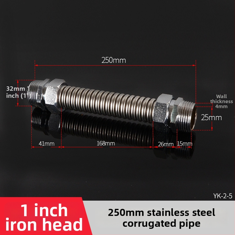 Nerezová oceľová gofrovaná rúra s železnou koncovkou pre centrálnu klimatizáciu — menovitý tlak 1,6, prevádzková teplota 120°C, model železná hlava
