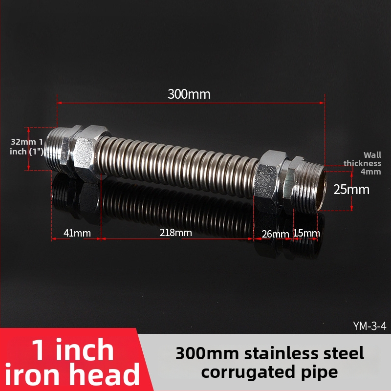 Nerezová oceľová gofrovaná rúra s železnou koncovkou pre centrálnu klimatizáciu — menovitý tlak 1,6, prevádzková teplota 120°C, model železná hlava