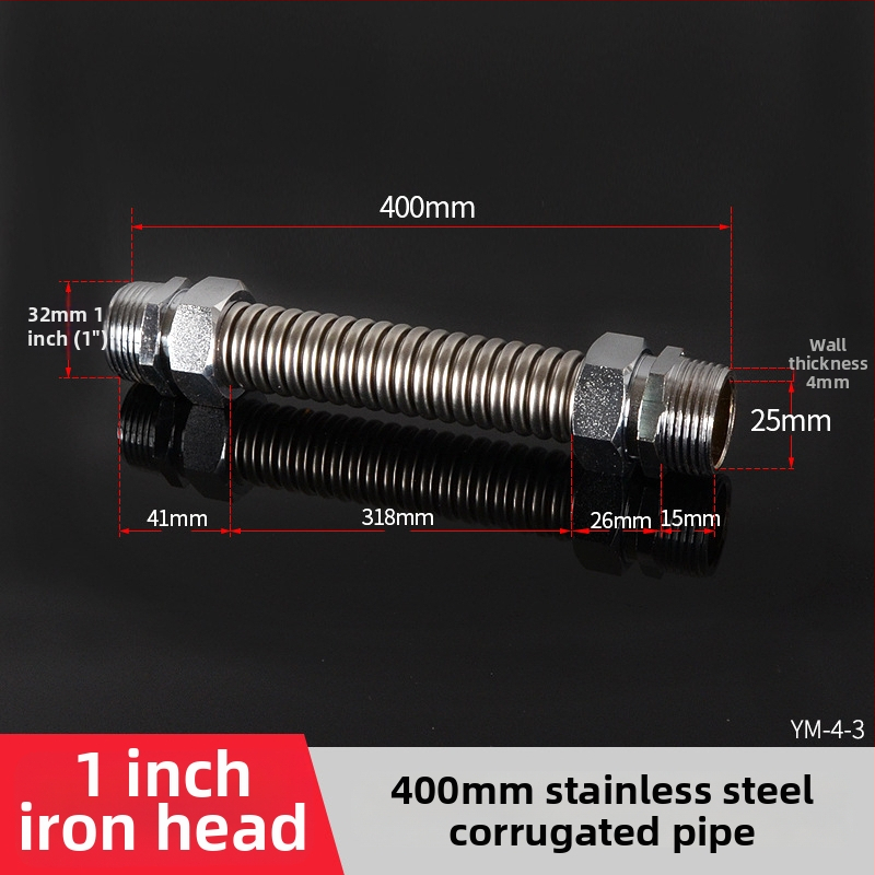 Nerezová oceľová gofrovaná rúra s železnou koncovkou pre centrálnu klimatizáciu — menovitý tlak 1,6, prevádzková teplota 120°C, model železná hlava