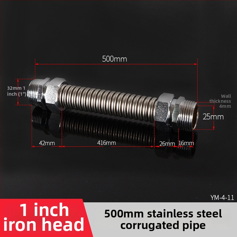Nerezová oceľová gofrovaná rúra s železnou koncovkou pre centrálnu klimatizáciu — menovitý tlak 1,6, prevádzková teplota 120°C, model železná hlava