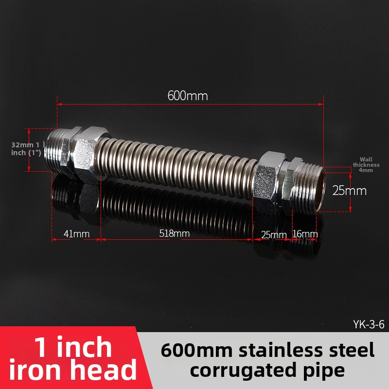 Nerezová oceľová gofrovaná rúra s železnou koncovkou pre centrálnu klimatizáciu — menovitý tlak 1,6, prevádzková teplota 120°C, model železná hlava