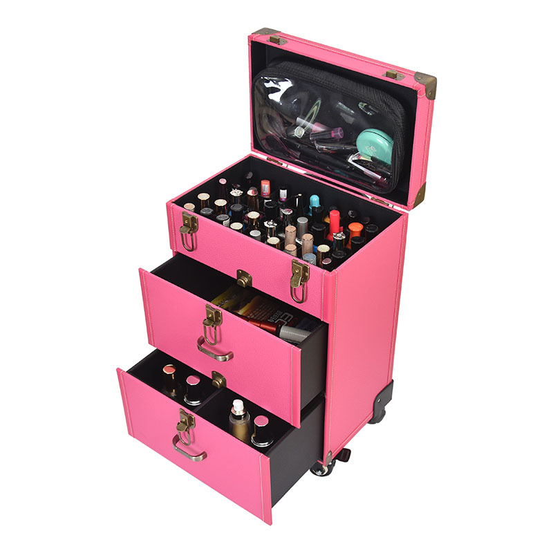 Кутия за татуировка и козметика с издърпваща дръжка и заключване, мултислойна кутия за ноктопластика и грим, Braunberg, пролет 2024, материал: супер влакна + дърво