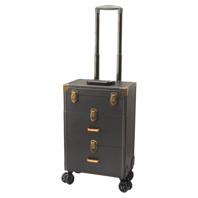 Кутия за татуировка и козметика с издърпваща дръжка и заключване, мултислойна кутия за ноктопластика и грим, Braunberg, пролет 2024, материал: супер влакна + дърво