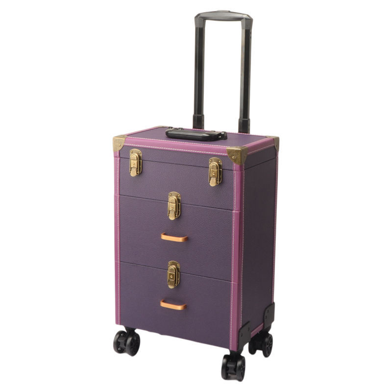 Кутия за татуировка и козметика с издърпваща дръжка и заключване, мултислойна кутия за ноктопластика и грим, Braunberg, пролет 2024, материал: супер влакна + дърво