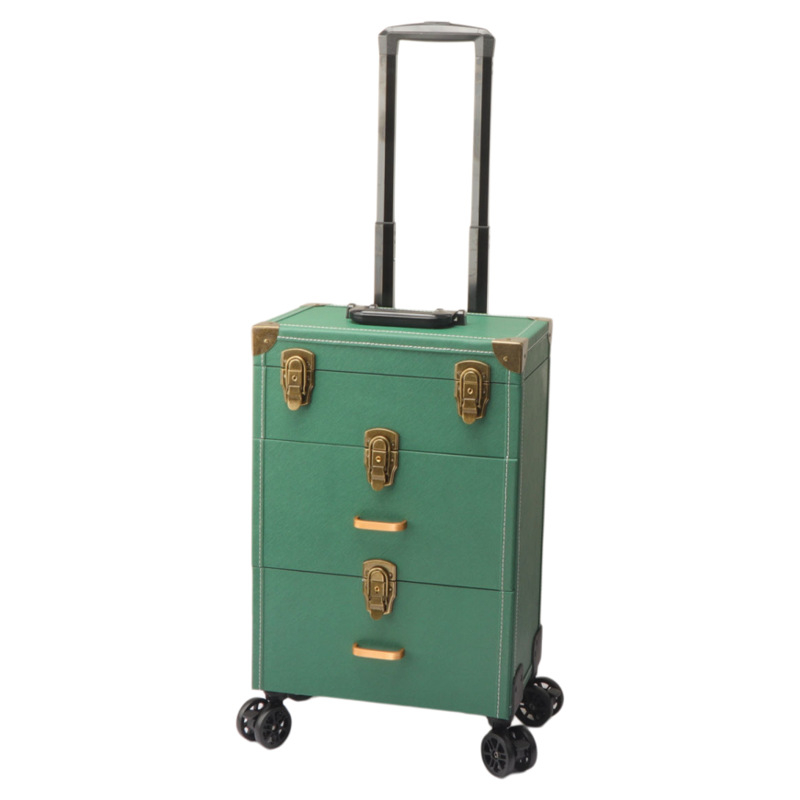 Кутия за татуировка и козметика с издърпваща дръжка и заключване, мултислойна кутия за ноктопластика и грим, Braunberg, пролет 2024, материал: супер влакна + дърво