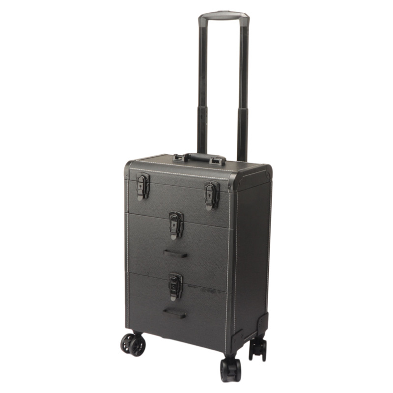 Кутия за татуировка и козметика с издърпваща дръжка и заключване, мултислойна кутия за ноктопластика и грим, Braunberg, пролет 2024, материал: супер влакна + дърво