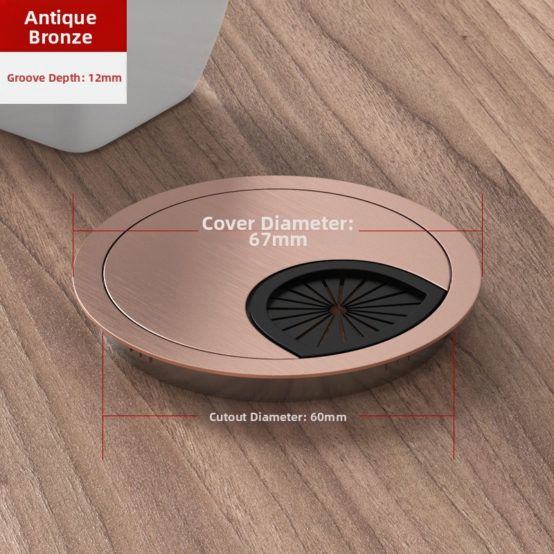 Καλύπτης οπής καλωδίων γραφείου – κράμα ψευδαργύρου, μοντέλο 006, Tai Yanchen, για γραφείο και υπολογιστή, στυλ Νέο κινεζικό