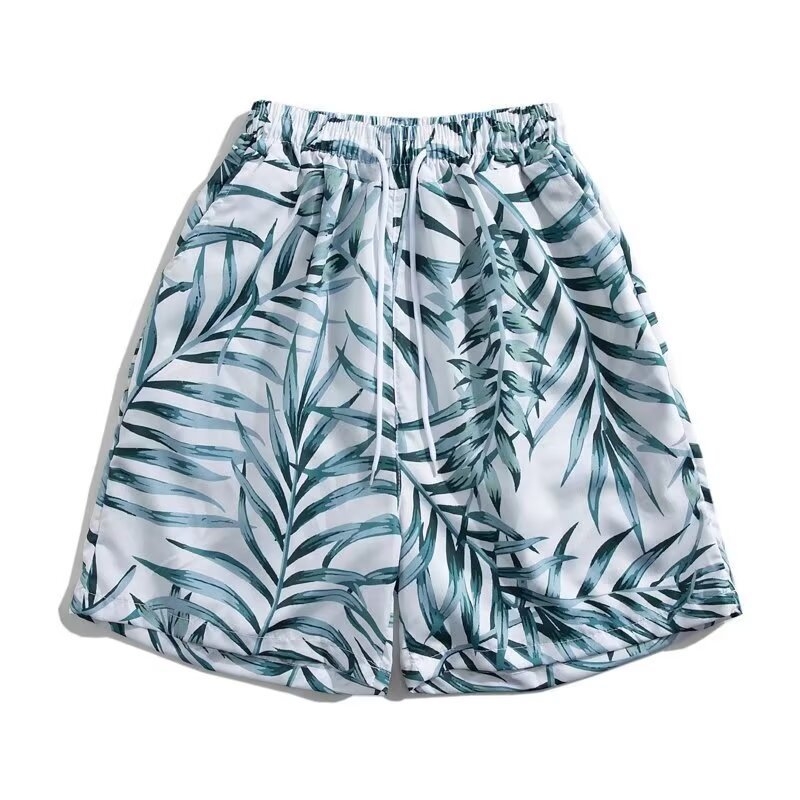 Σορτς με φλοράλ εκτύπωση - χαλαρή γραμμή, μισού μήκους, κοπή τύπου τρομπέτα, 95% σπάντεξ μικροελαστικότητα, Καλοκαίρι